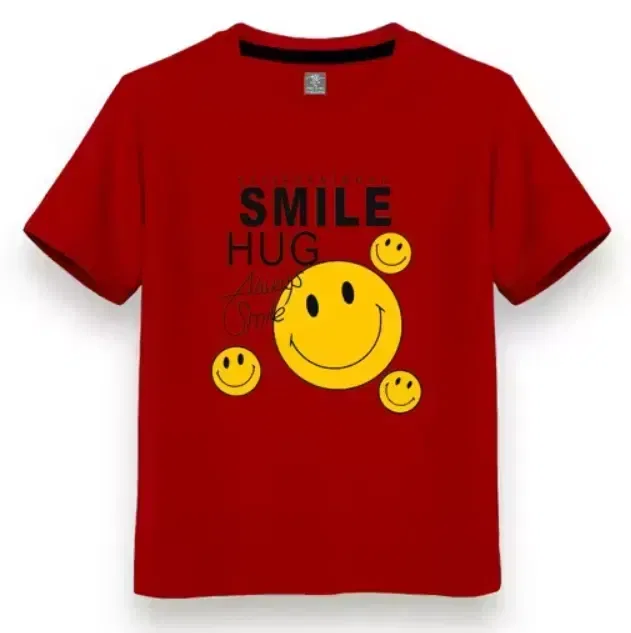 Chest Print Cotton T-Shirts for Kids, Red (6-7 Years)