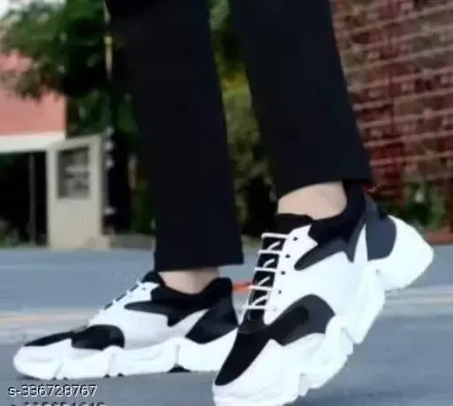Sports Shoes for Men (White & Black, 9)