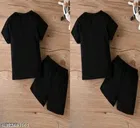 Cotton Blend Printed Clothing Set for Boys, Black, Pack Of 2 