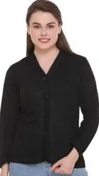 Woolen V-Neck Cardigan Full Sleeve Button-Up Winter Sweater 