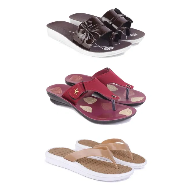 Flats for Women (Multicolor, 5) (Set of 3)