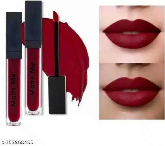 Waterproof Liquid Matte Lipsticks (Maroon, Pack of 2)