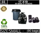Innate Garbage Bags, Black [17 x 19 Inches], [30 Pcs x 3 Rolls]