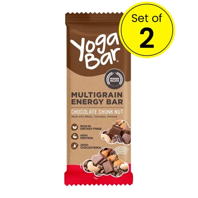 Yogabar Multigrain Energy Bar Chocolate Chunk Nut 2X35 g (Pack of 2)