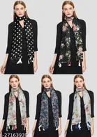 Chiffon Printed Scarves for Women, Multicolor, Pack of 5