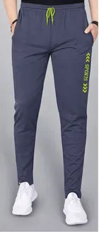 Poly Blend Solid Trackpants for Men, Grey 