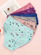 Cotton Printed Briefs for Women, Pack of 6 (Multicolor, M)