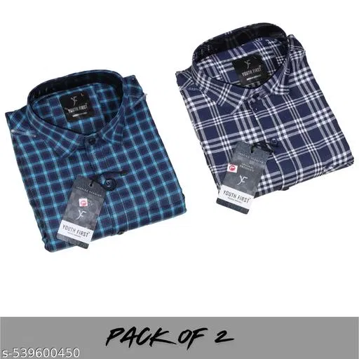 Polycotton Checked Shirts for Men, Multicolor (M)