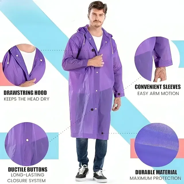 Unisex Hooded Poncho Raincoat [Random Color]