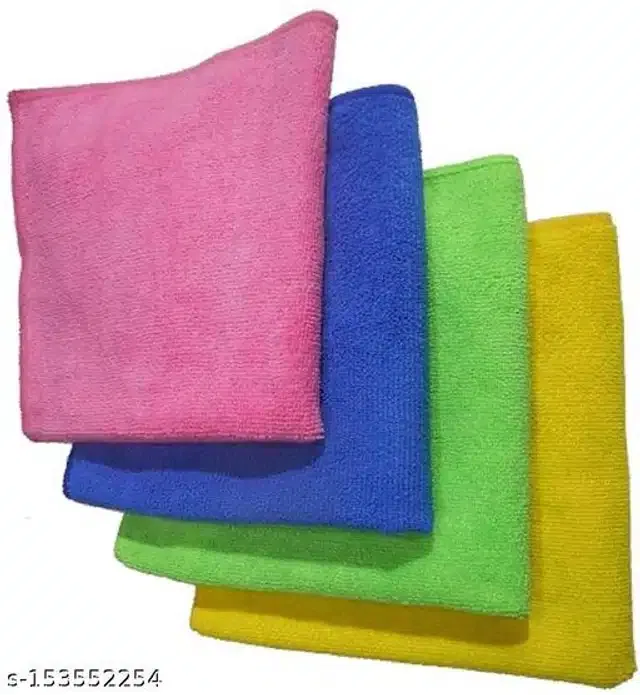 Microfiber Bath Towel (Multicolor, 40x40 cm) (Pack of 4)