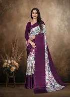 Art Silk Printed Saree for Women, Wine 