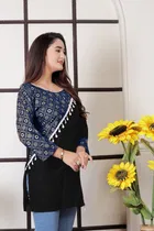 Viscose Rayon Colorblocked Short Kurti for Women 