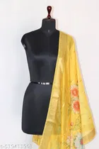 Art Silk Printed Dupatta for Women & Girls, Yellow 