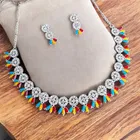 Alloy Choker Necklace with Earrings for Women 