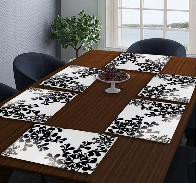 PVC Printed Dining Table Placemats (Multicolor, 30x45 cm) (Pack of 6)