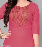 Solid Embroidered Rayon Kurti for Women 