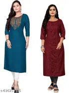 Geometric Printed Cotton Kurti for Women, Pack of 2 