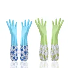 PVC Latex Kitchen Dishwashing Cleaning Gloves (Multicolor, Set of 2)