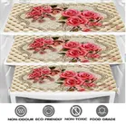 PVC Printed Fridge Top Cover with 3 Pcs Shelf Mats & Handle Cover 