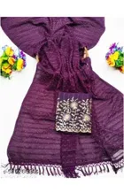 Georgette Solid Saree for Women, Purple 