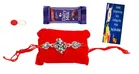 Combo of Metal Rakhi, Greeting Card, Roli  & Chocolate 