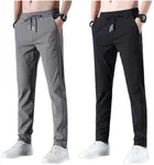 Polyblend Printed Trackpants for Men, Black & Grey, Pack of 2 