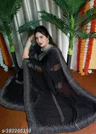 Zamato Solid Saree For Women, Black