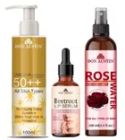 Bon Austin Broad Spectrum SPF Sunscreen Lotion (100 ml) with Beetroot Lip Serum (30 ml) & Natural Rose Water (100 ml) (Set of 3)