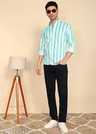 Cotton Striped Shirts for Men, Sky Blue 