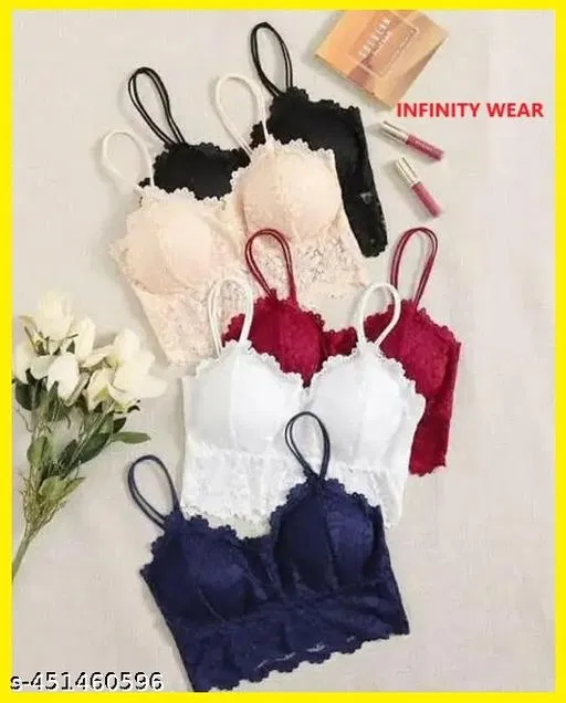 Super Net Solid Bras for Women, Assorted, Pack of 4 (52I)