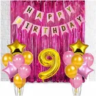 9th Happy Birthday Balloon Decoration,Pink,Set Of 1