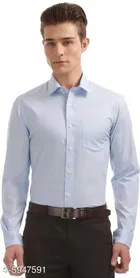 Cotton Blend Solid Full Sleeves Shirt for Men 