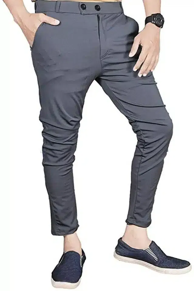 Lycra Blend Trouser for Men (Dark Grey, 30)