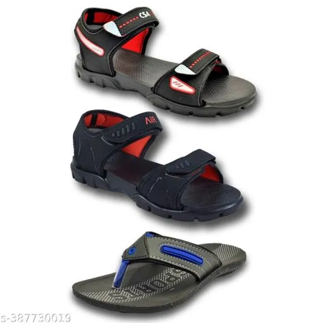 Sandals with Flipflop for Men (Multicolor, 8) (Pack of 3)