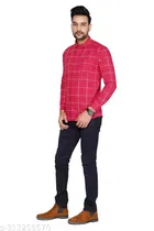 Cotton Blend Checkred Shirt for Men, Red 