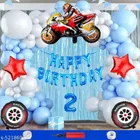 Racing Bike Theme 2nd Happy Birthday Decoration Items For Girls, Multicolor, Pack of 112