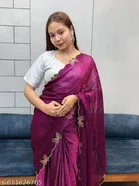Silk Printed Saree for Women, Purple 