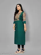 Solid Cotton Blend A-line Kurti for Women 