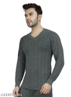 Cotton Thermal Topwear For Men, Grey 