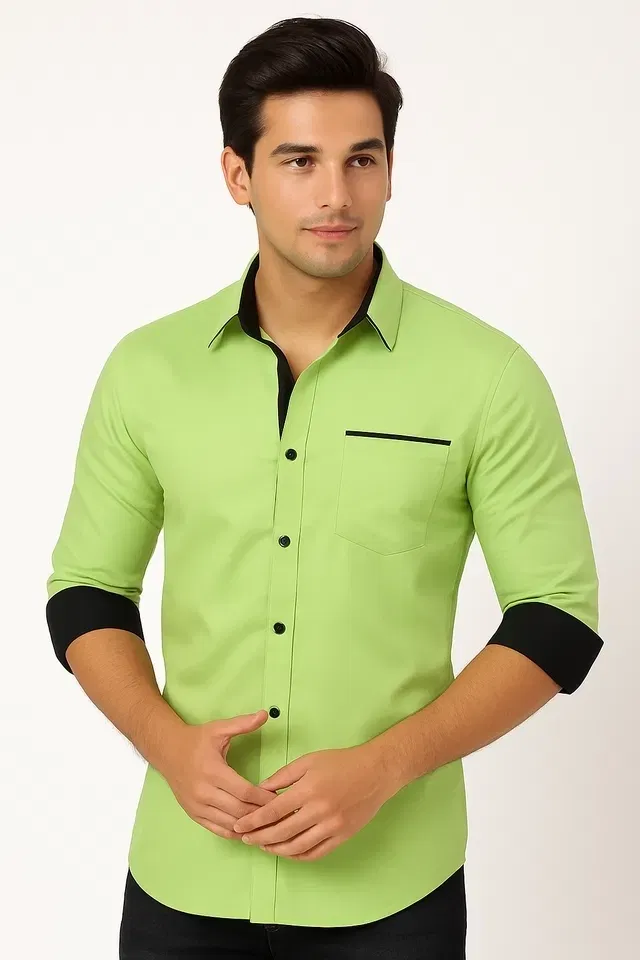 Full Sleeves Shirt for Men (Light Green, S)