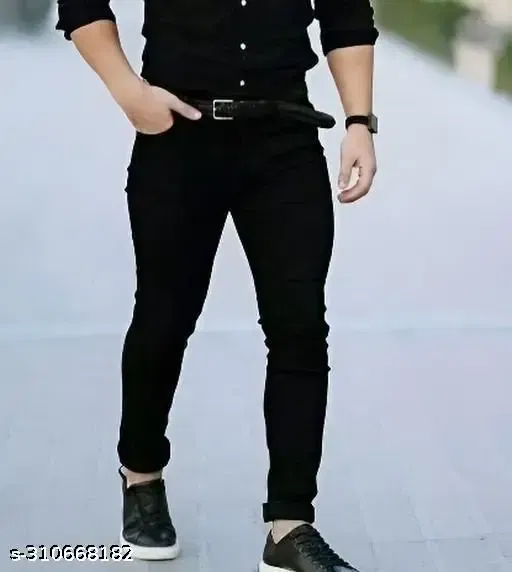 Cotton Blend Slim fit Jeans for Men (Black, 34)