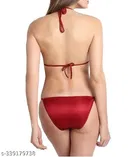 Satin Solid Babydoll for Women, Maroon 