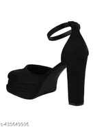 Solid Suede Block Open Toe Heels for Kids 