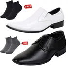 2 Pcs Formal Shoes with 2 Pcs Ankle Length Socks for Men 