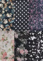 Printed Chiffon Scarves with Tassels for Women, Multicolor, Pack of 6