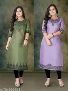 Embroidered Rayon Kurti for Women, Pack of 2 