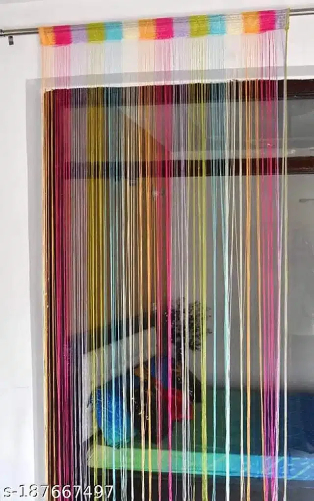 Polyester Beads Curtain for Door (Multicolor, 7 Feet)