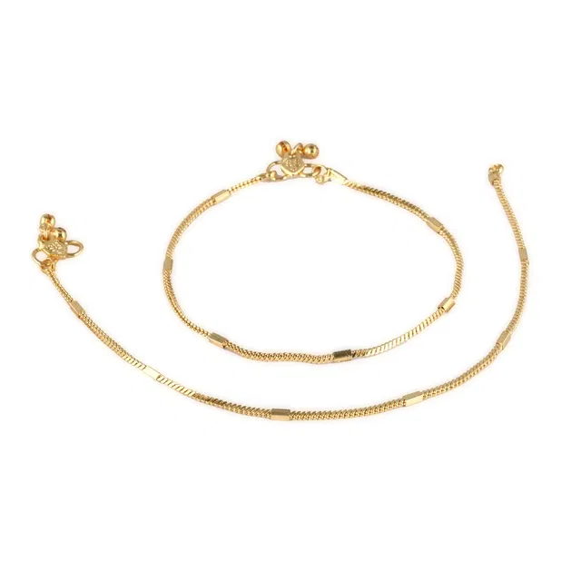 Brass Gold Plated Anklet Set (Gold, Set of 1)