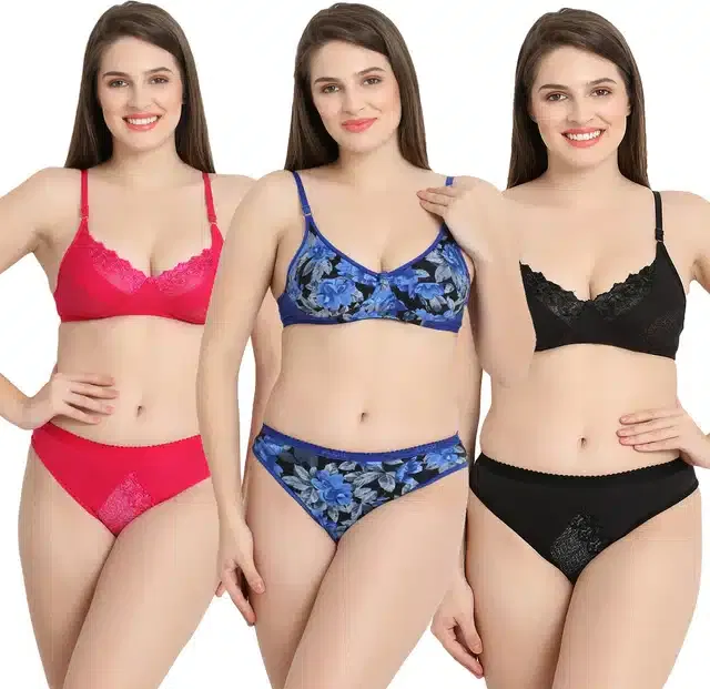Hosiery Lingerie Set for Women (Multicolor, 30) (Set of 3)