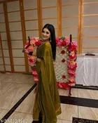 Chhava Golden Chiffon Saree for Women 